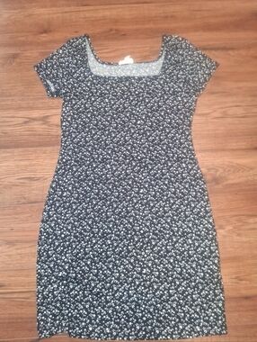 See You Monday Black Dress with White Floral Print